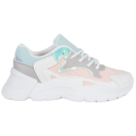 SHELOVET Sneakers alla moda sulla piattaforma bianca blu rosa grigio