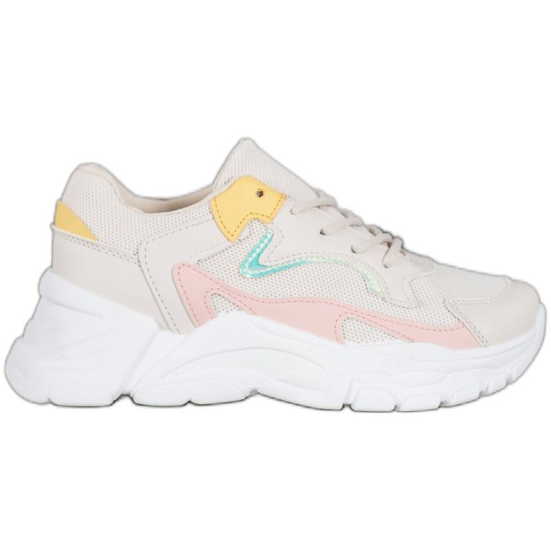 SHELOVET Sneakers alla moda sulla piattaforma beige rosa giallo