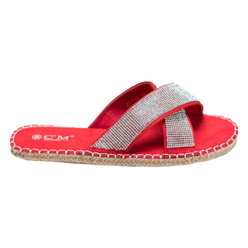 Cm Paris Pantofole Alla Moda Con Cubic Zirconia rosso