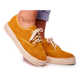 MSMG Espadrillas da donna su piattaforma in lino giallo Sonya
