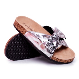 EVE Pantofole da donna con grande fiocco argentato Lovely Time grigio