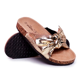 EVE Pantofole da donna con grande fiocco dorato lovetime d'oro