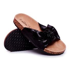 EVE Ciabatte da donna con fiocco grande Nero Lovely Time