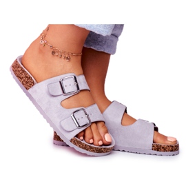 EVE Pantofole Da Donna In Sughero Con Fibbie Grigio Si Senor