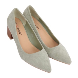 Décolleté con tacco in legno celadon CL75P Green verde