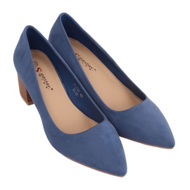 Décolleté con tacco in legno blu CL75P Blu