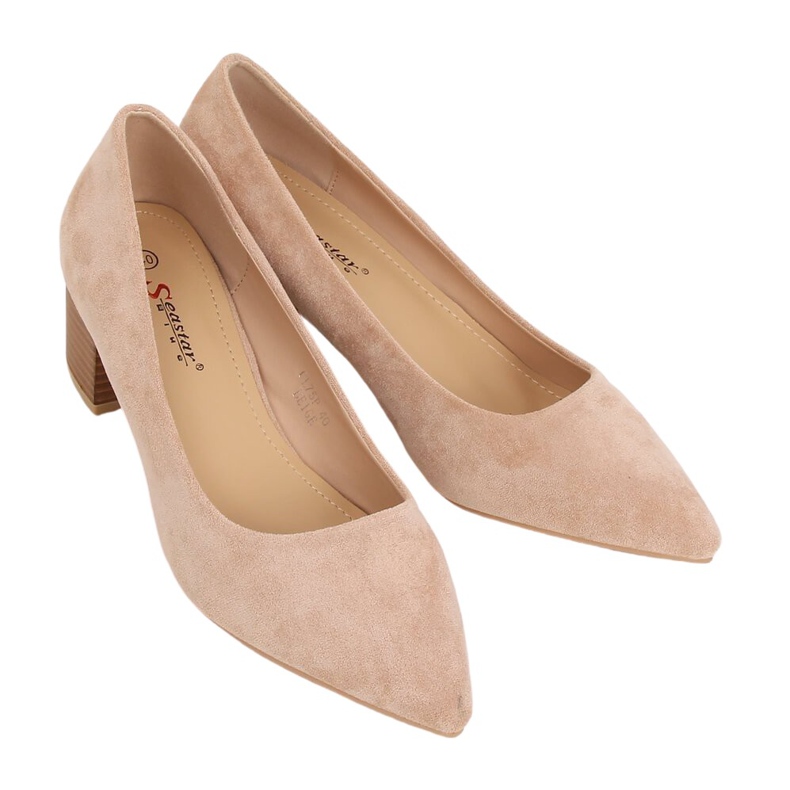 Décolleté con tacco in legno beige CL75P Beige