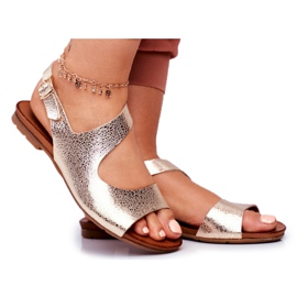 Sandali Donna Laura Messi Pelle 1116 Serpente Oro Vollare d'oro
