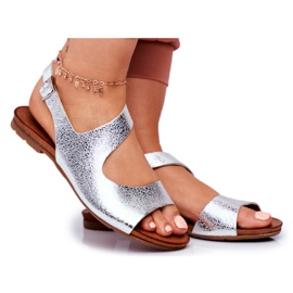 Sandali Donna Laura Messi Pelle 1116 Serpente Argento Vollare grigio