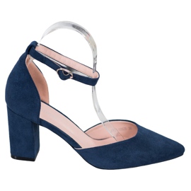 W. Potocki Décolleté In Pelle Scamosciata Spitz blu navy