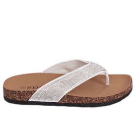 Infradito bianche con suola in sughero 7872-PL White bianco