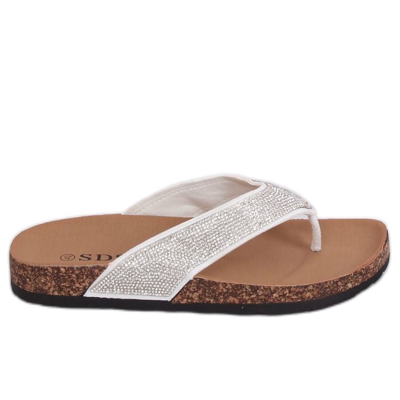 Infradito bianche con suola in sughero 7872-PL White bianca