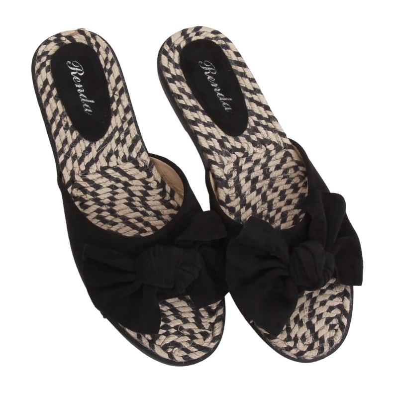 Nero YT-98 Pantofole espadrillas nere da donna