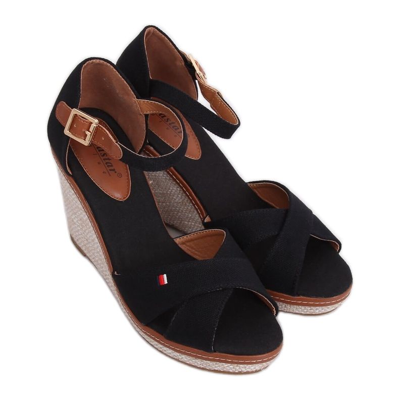 Sandali neri con zeppa R133P Black nero