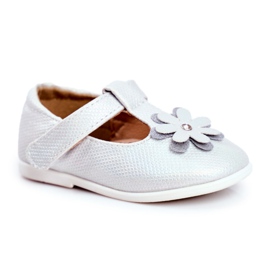 Apawwa Ballerine per bambini con Velcro Fiore Argento Antrela grigio