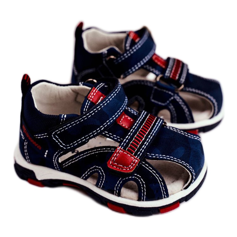 Apawwa Sandali da bambino con velcro Navy Goreno blu navy