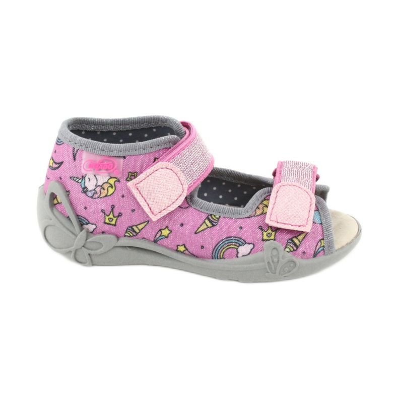 Scarpe da bambino gialle Befado 342P010 rosa grigio multicolore
