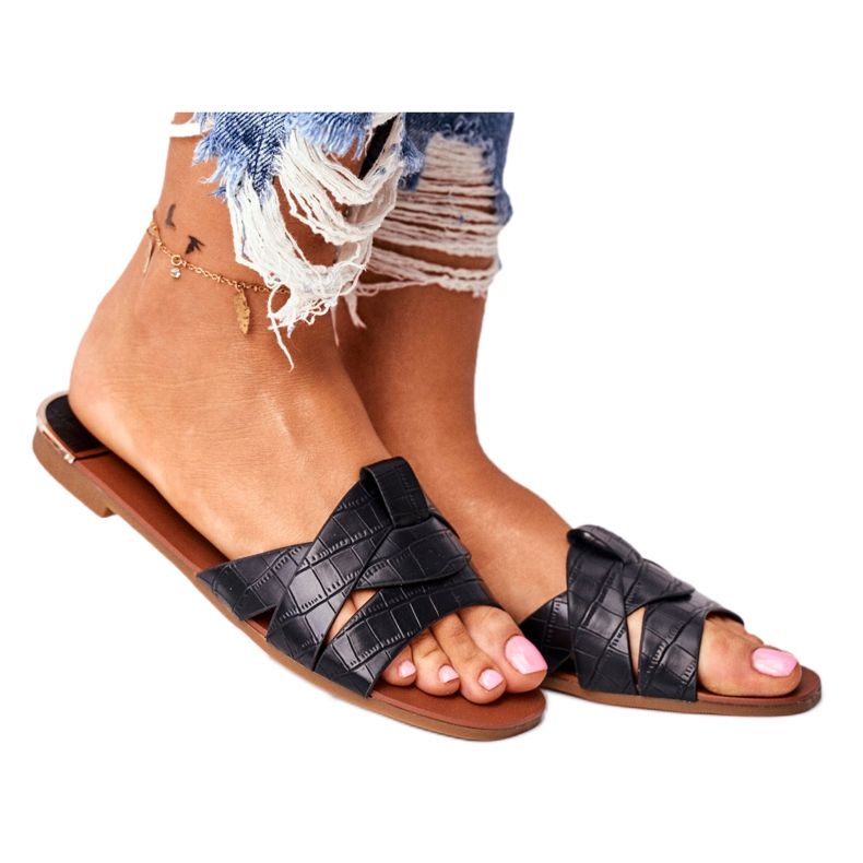 Pantofole Donna Pelle di Serpente Nere Chance nero