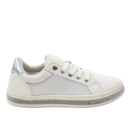 Sneakers bianche decorate con zirconi 1153-Y bianco