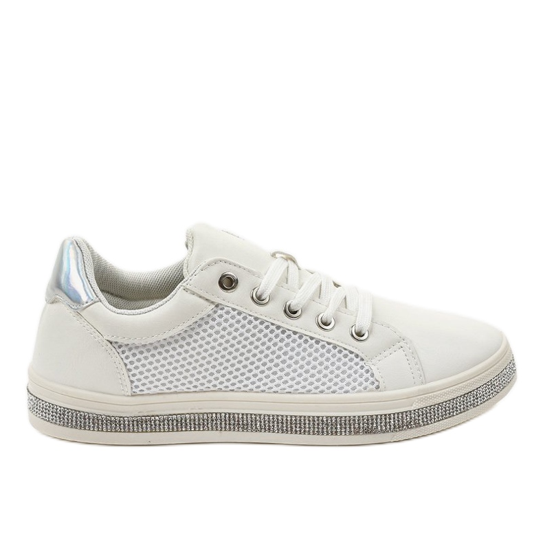 Sneakers bianche decorate con zirconi 1153-Y bianca