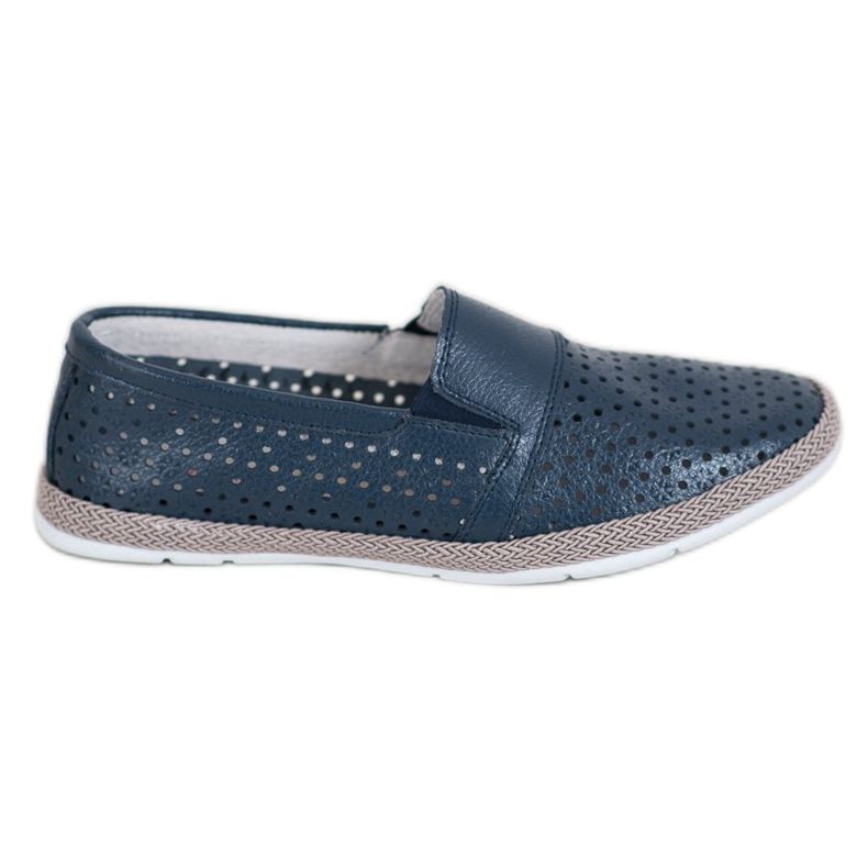 Evento Slip in pelle traforata blu