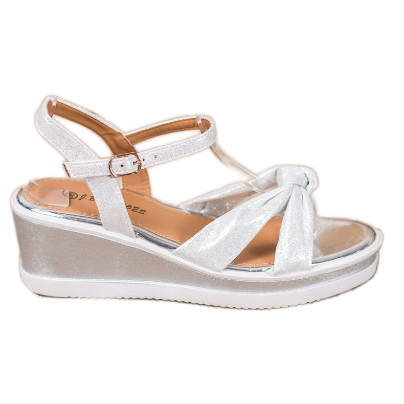 SHELOVET Sandali con zeppa lucidi grigio