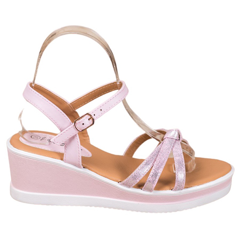 SHELOVET Zeppe casual con ecopelle rosa