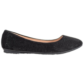 Diamantique Ballerine in camoscio con cristalli nero