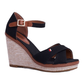 SEA Sandali da donna con zeppa neri LaMane marrone nero