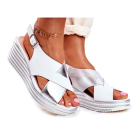 Sandali Donna Con Zeppa Sergio Leone Bianco SK328 grigio