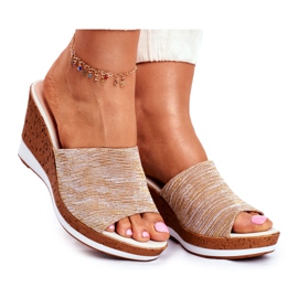 Ciabatte Da Donna Con Zeppa Sergio Leone Beige SK320 giallo