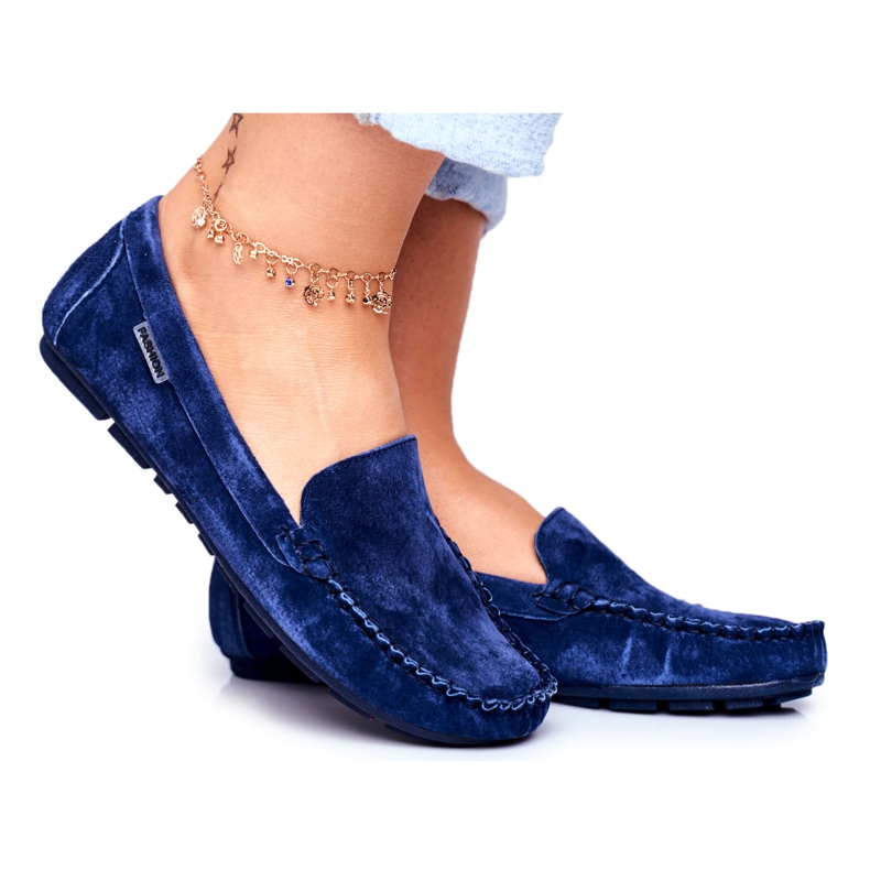 Vinceza Mocassini Donna Pelle Scamosciata Blu Papito