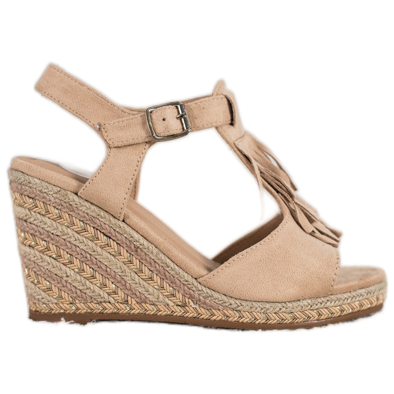 Small Swan Zeppe in camoscio con frange marrone