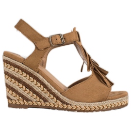 Small Swan Zeppe in camoscio con frange marrone