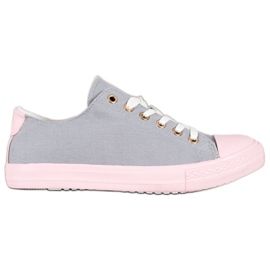 SHELOVET Sneakers in tessuto rosa grigio