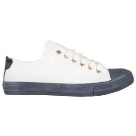 SHELOVET Sneakers in tessuto bianco grigio