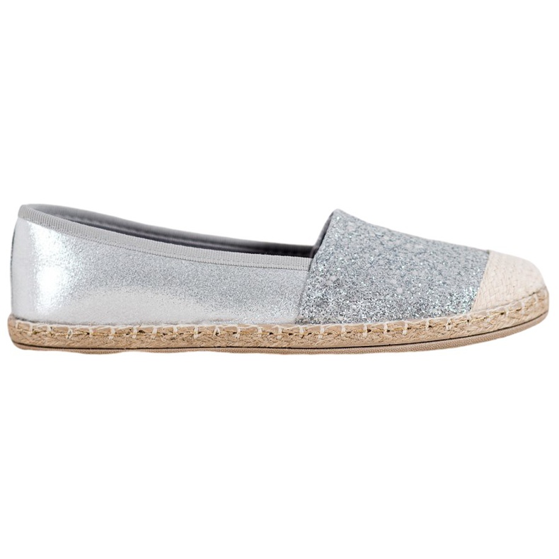 SHELOVET Espadrillas Argento Con Glitter grigio