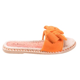Anesia Paris Eleganti pantofole in pelle scamosciata arancia