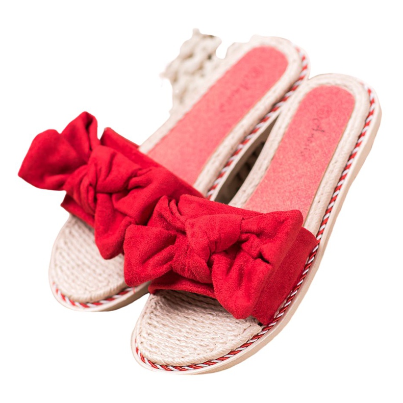Anesia Paris Eleganti pantofole in pelle scamosciata rosso
