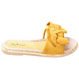 Anesia Paris Eleganti pantofole in pelle scamosciata giallo