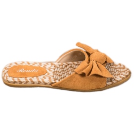 Renda Pantofole Eleganti Con Fiocco marrone