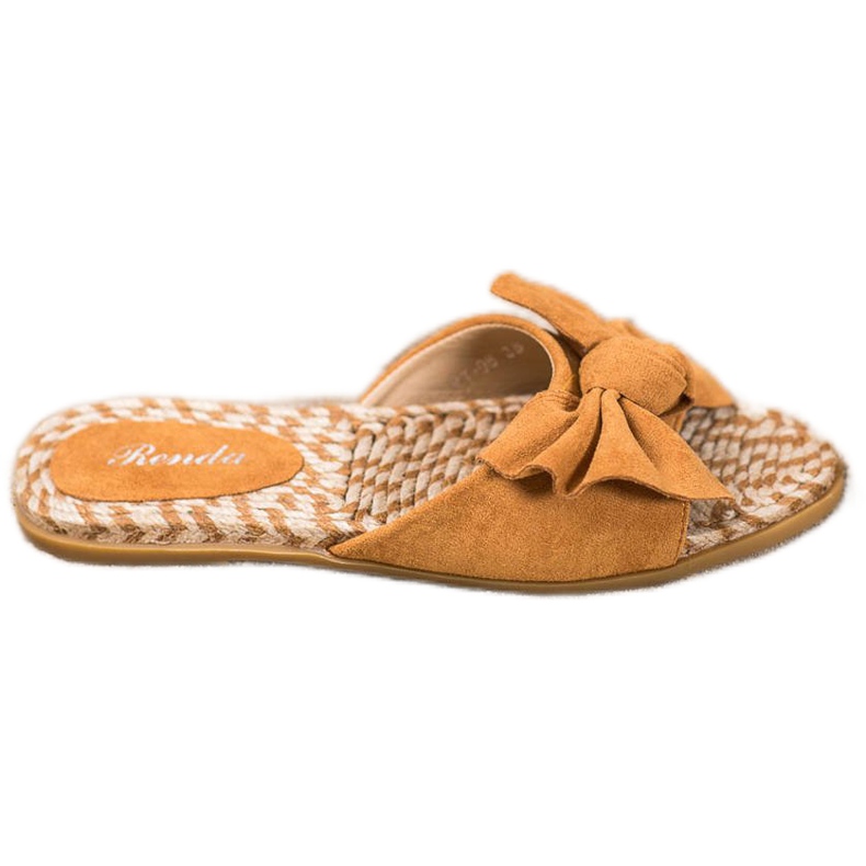 Renda Pantofole Eleganti Con Fiocco marrone