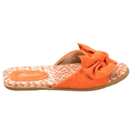 Renda Pantofole Eleganti Con Fiocco arancia