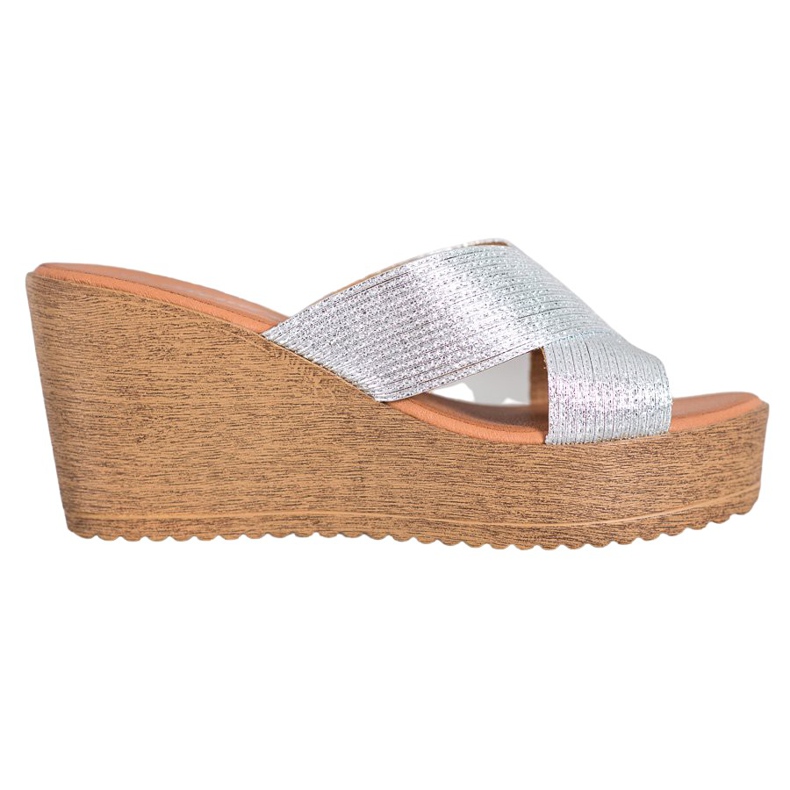 Renda Pantofole con zeppa argento grigio