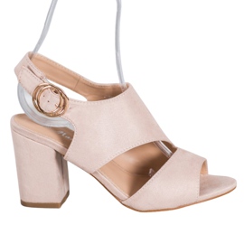 Mannika Sandali beige con tacco alto