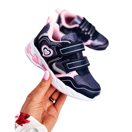 EVE Scarpe sportive per bambini che brillano su velcro Navy Blue Scarlet blu navy rosa