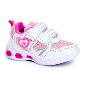 EVE Scarpe sportive per bambini Shining White Scarlet Velcro bianco rosa