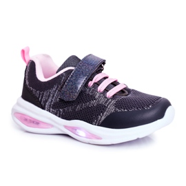 EVE Scarpe sportive per bambini che brillano su velcro Grey Simple Way rosa grigio