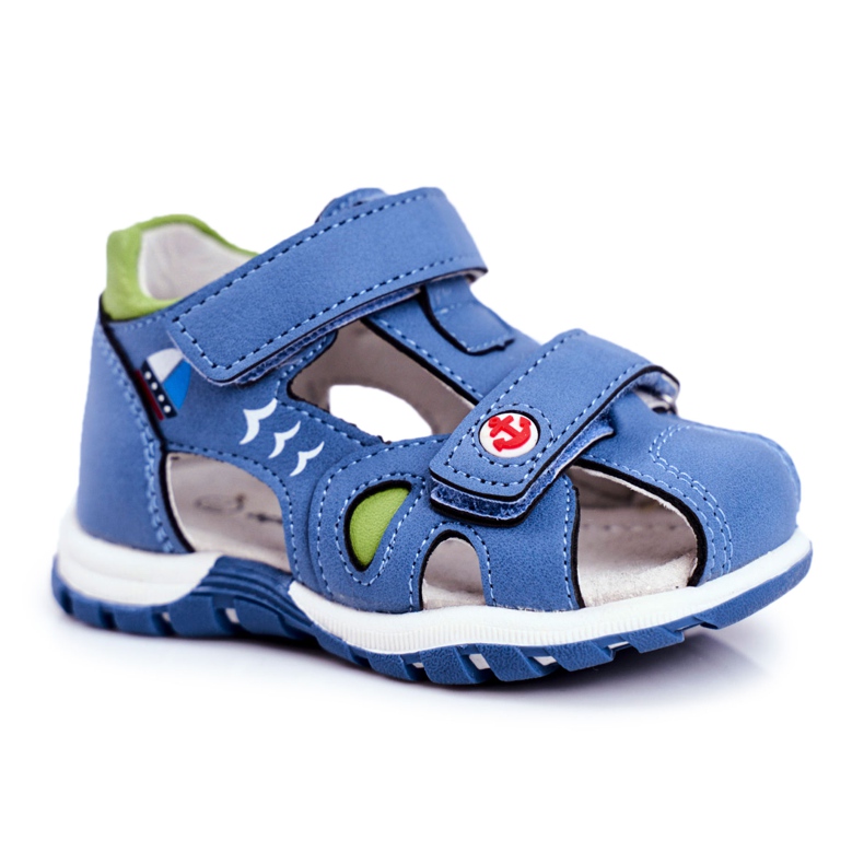 Apawwa Sandali da Bambino con Velcro Blu Nubira