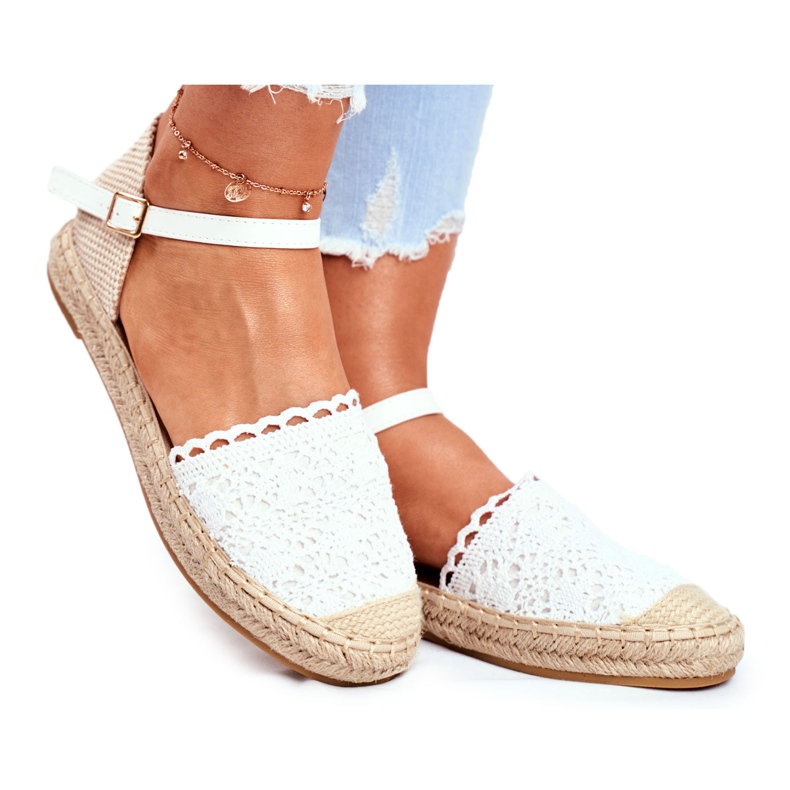 Espadrillas da donna su piattaforma di lino bianco Vienna bianca